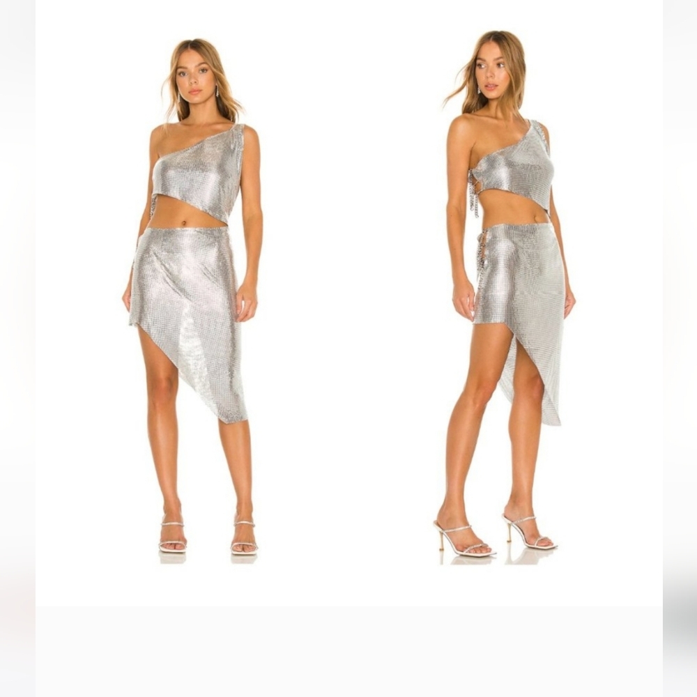 Bronx and Banco | NWT Xenia One Shoulder Dress in Silver Size M